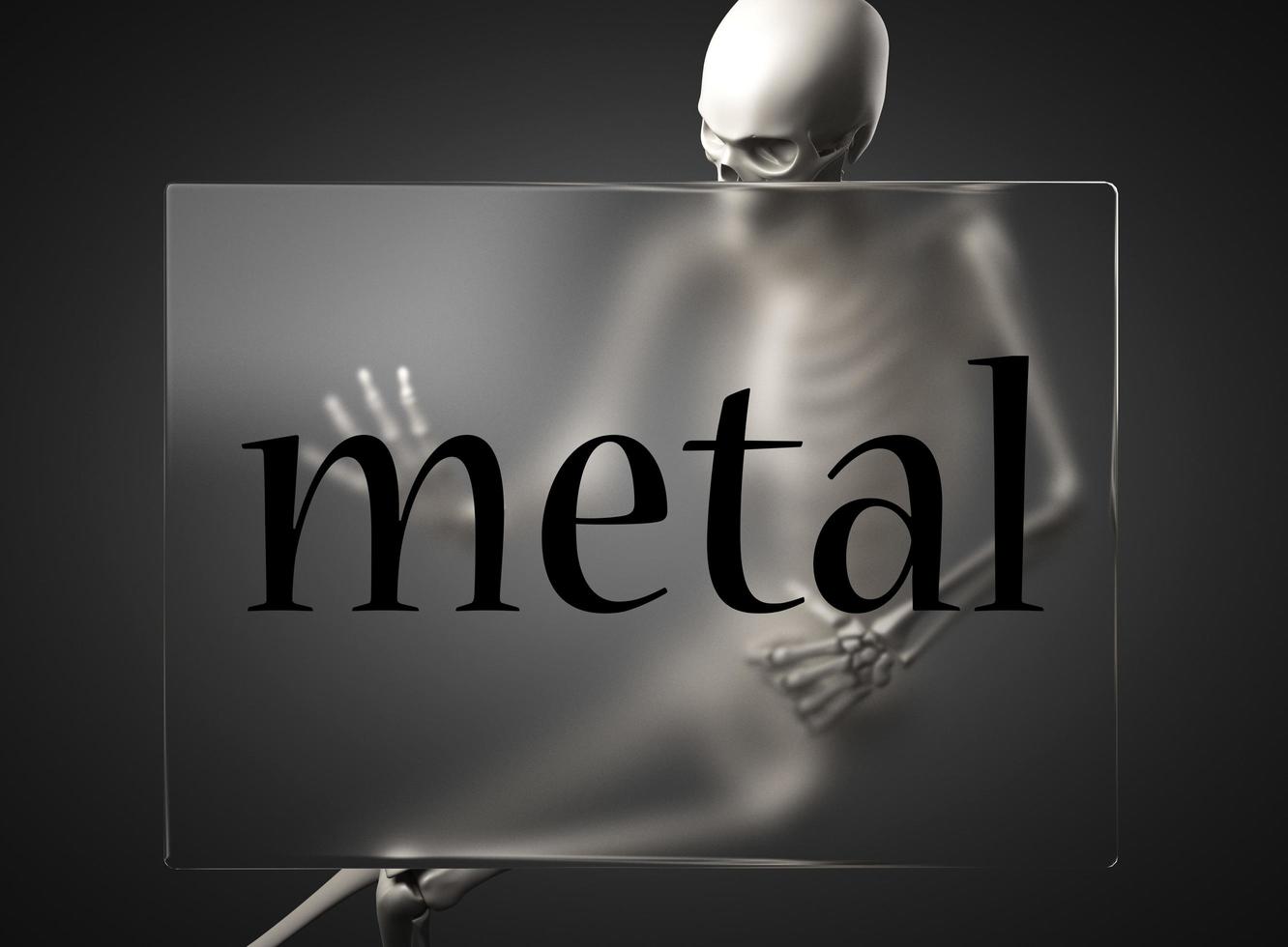 metal word on glass and skeleton photo