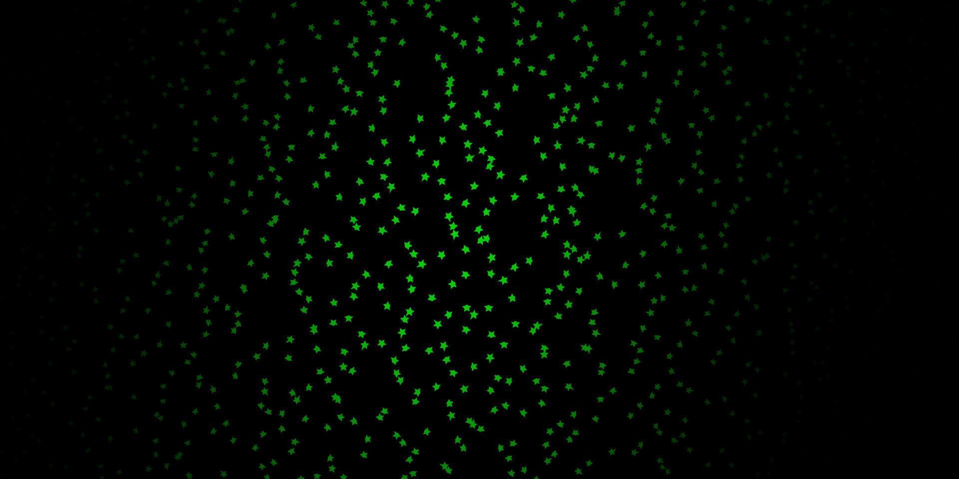 Dark Green vector background with small and big stars.