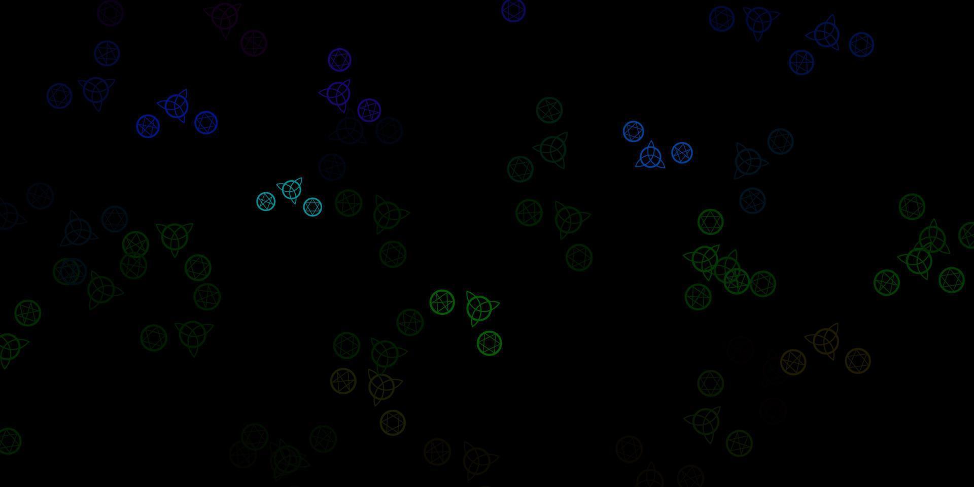 Dark Blue, Green vector backdrop with mystery symbols.