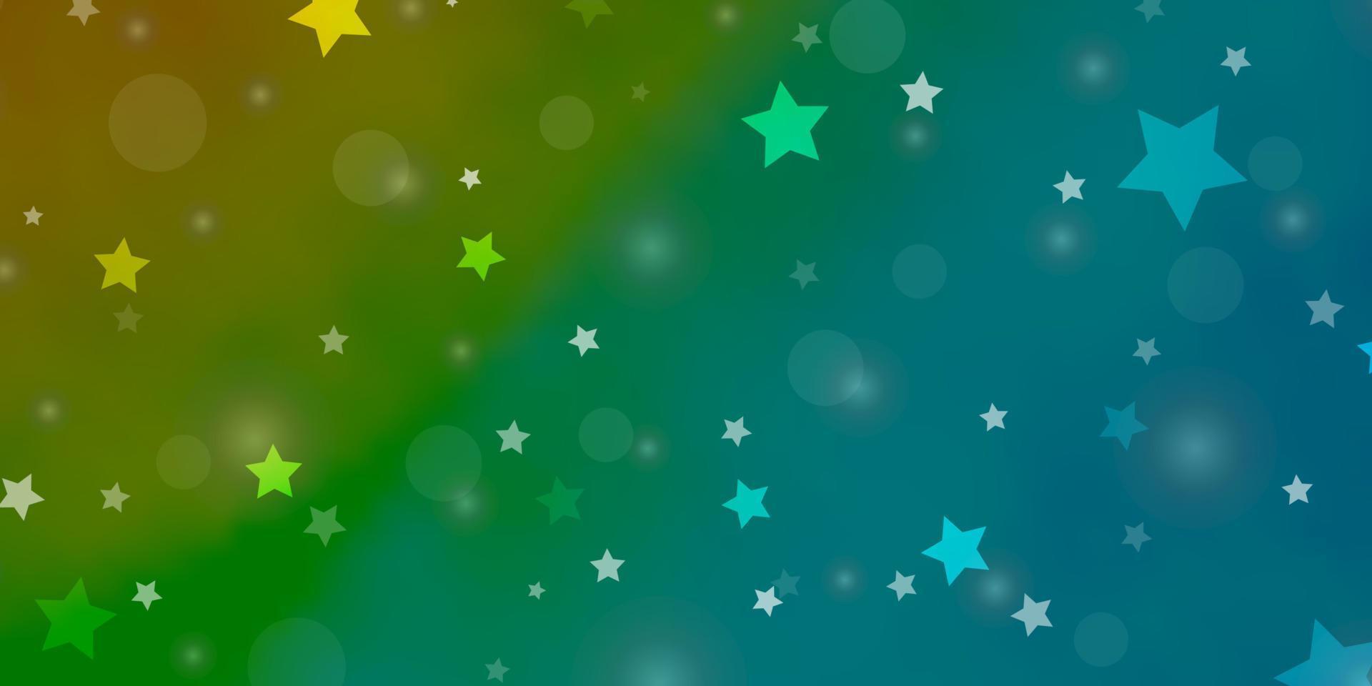 Fondo de vector azul claro, amarillo con círculos, estrellas.