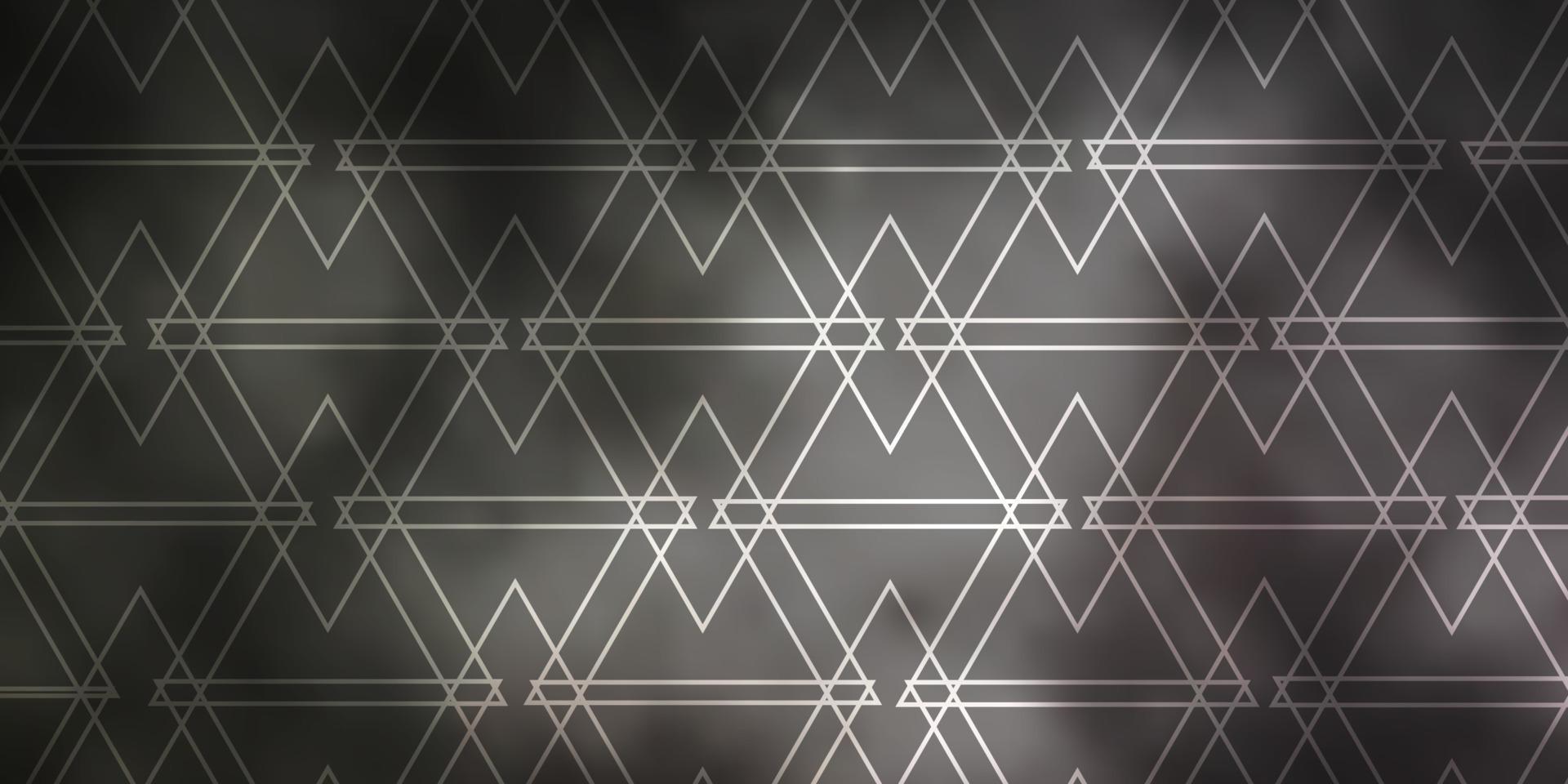 textura de vector gris claro con líneas, triángulos.