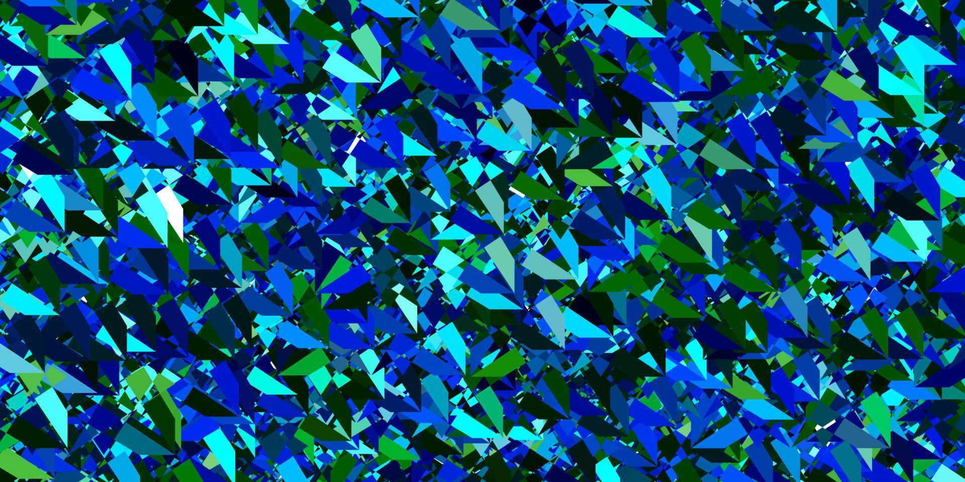 Fondo de vector azul oscuro, verde con triángulos.