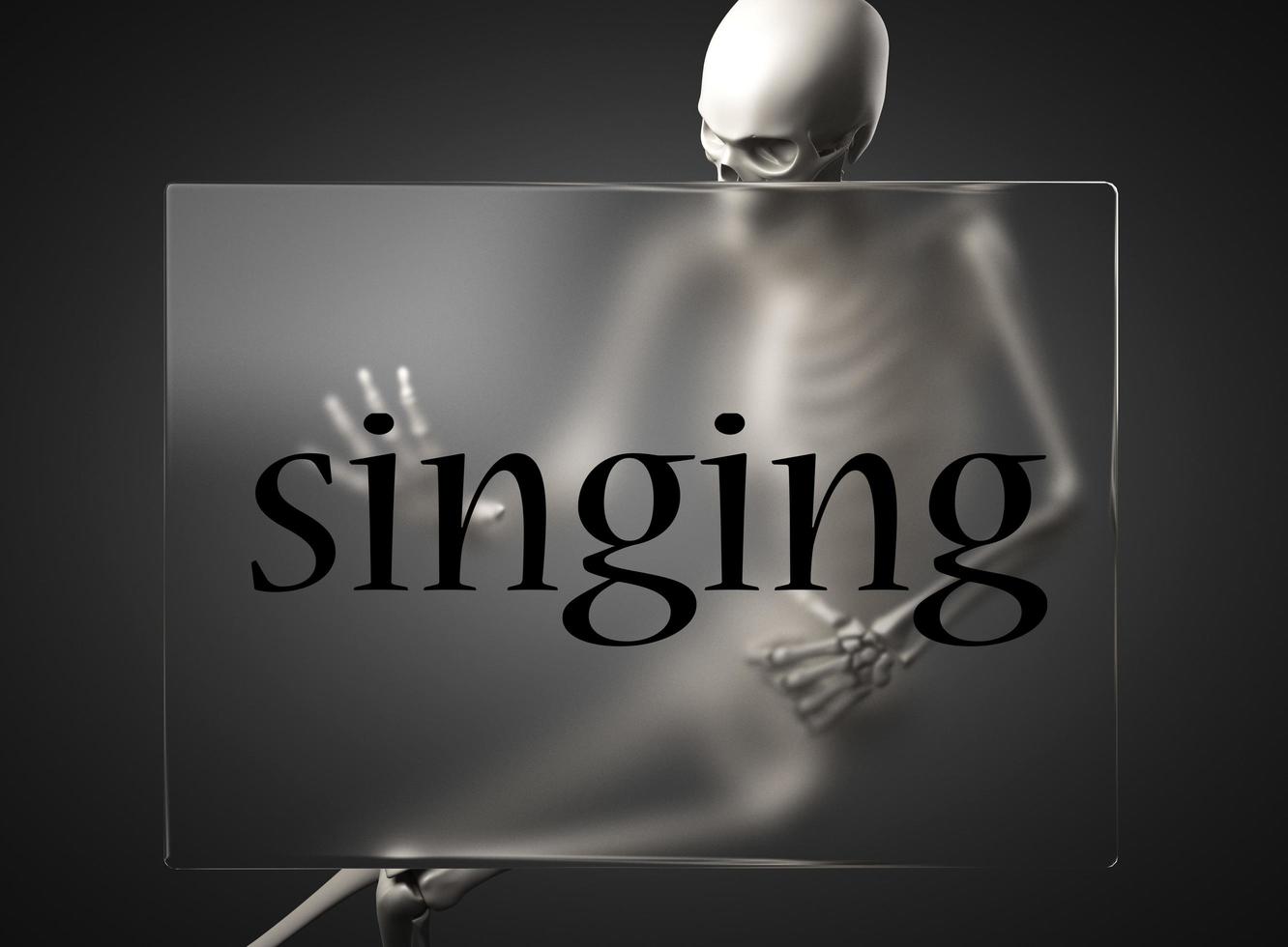 singing word on glass and skeleton photo