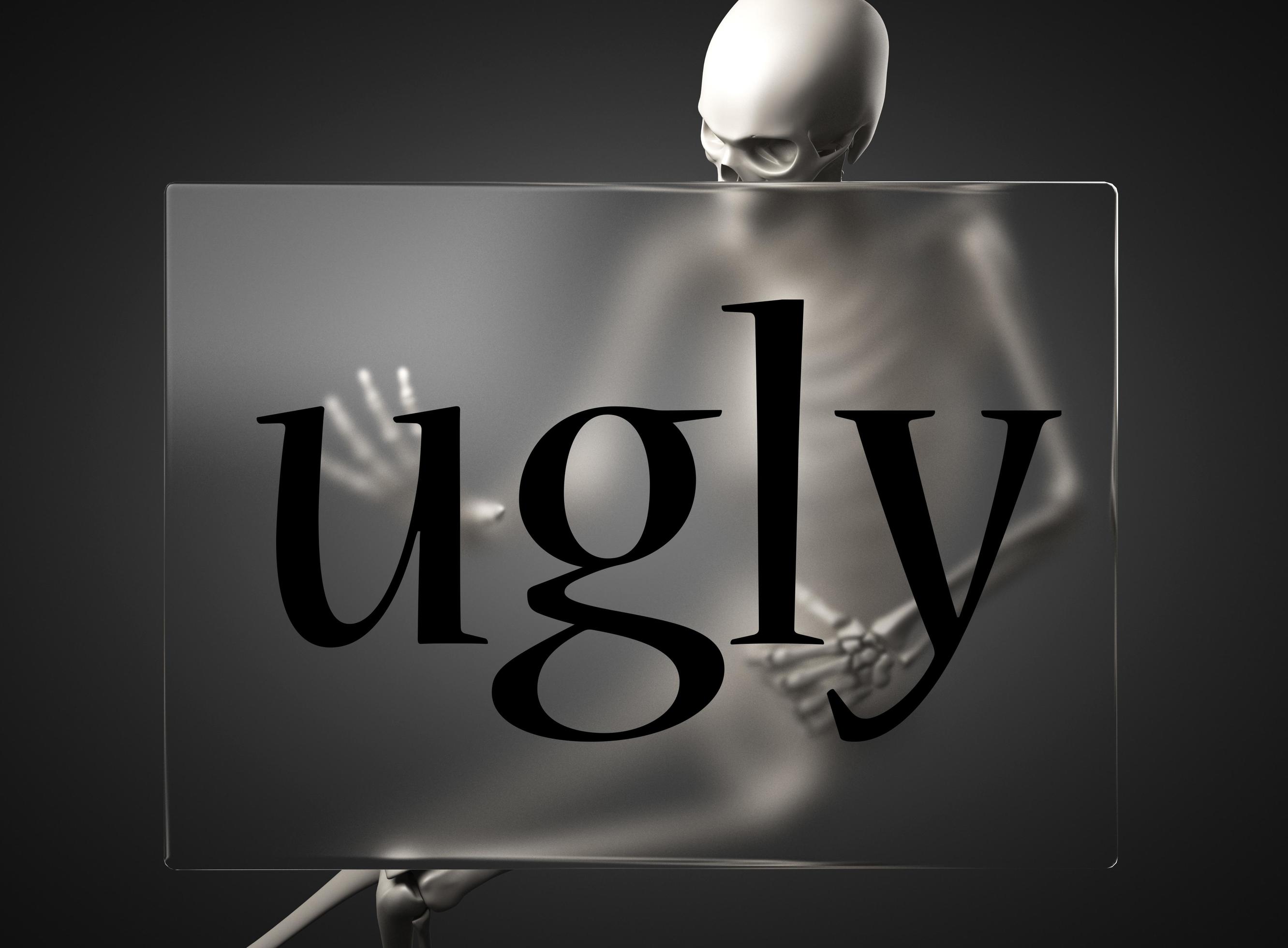 ugly word on glass and skeleton 7378280 Stock Photo at Vecteezy