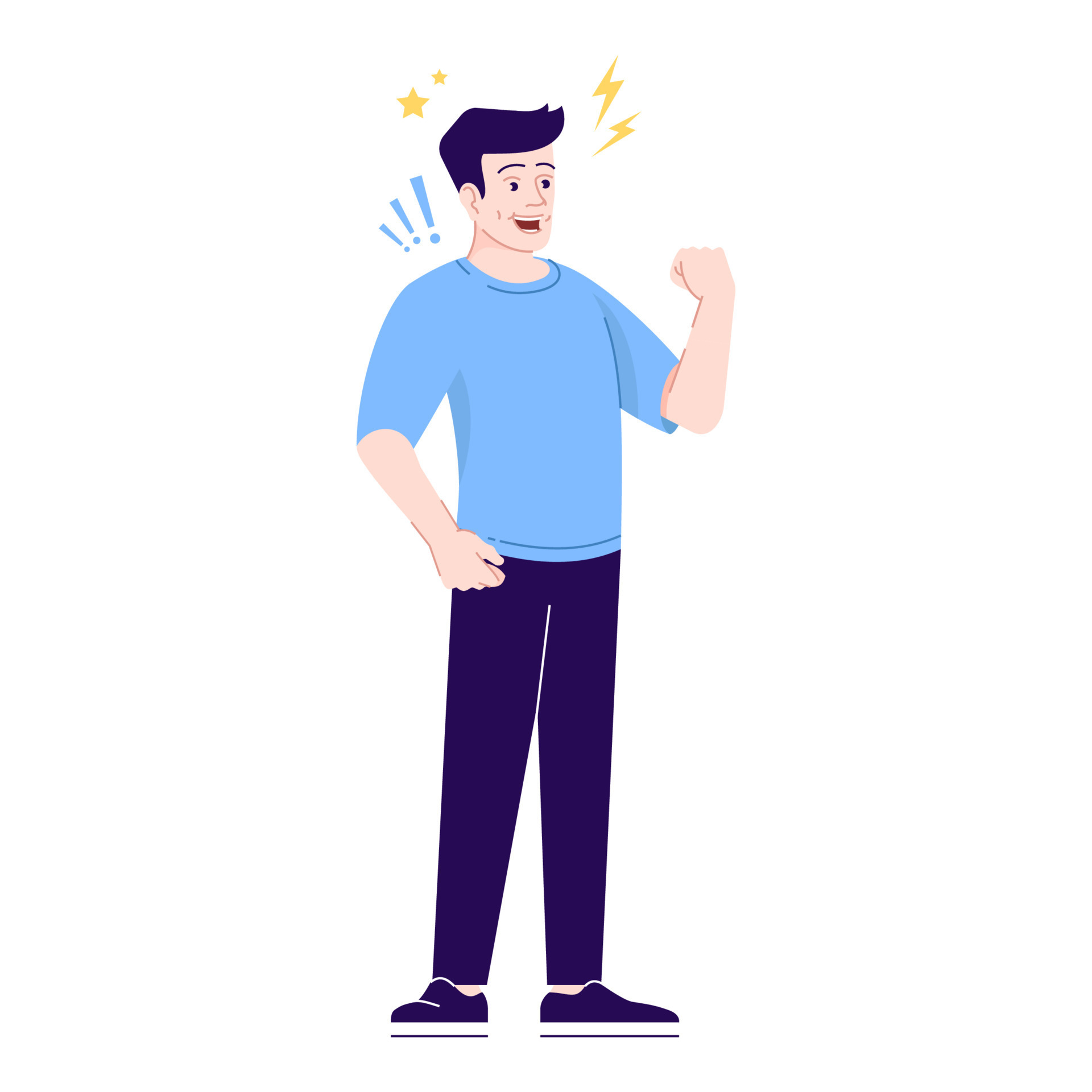 Happy man flat vector illustration. Joyful lively and confident caucasian boy. Standing cheerful contented handsome young brunette isolated cartoon character with outline elements on white background 7378441 Vector Art at Vecteezy Happy man flat vector illustration. Joyful lively and confident caucasian boy. Standing cheerful contented handsome young brunette isolated cartoon character with outline elements on white background 7378441 Vector Art at Vecteezy