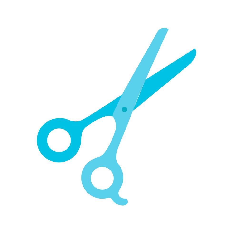 Scissors flat design long shadow color icon. Haircutting shears. Cutting instrument with finger brace, tang. Hairdressing instrument. Professional hairstyling. Vector silhouette illustration