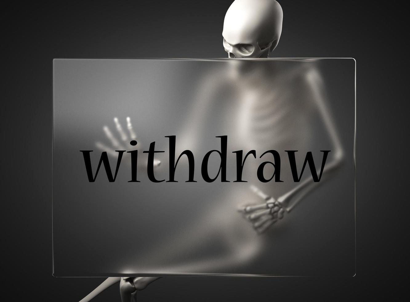 withdraw word on glass and skeleton photo