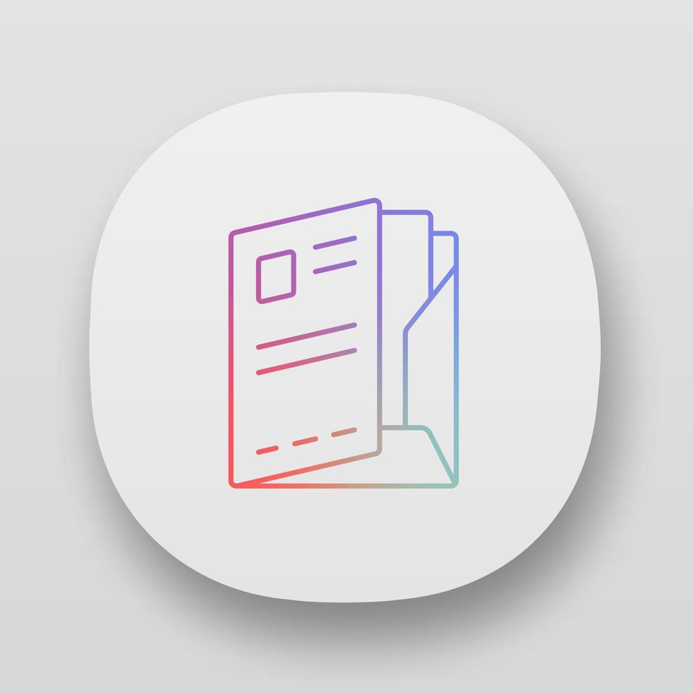 Paper case, document folder app icon. UI UX user interface. Web or mobile application. Portfolio vector isolated illustration. Corporate documentation management, organization. Company clerk accessory