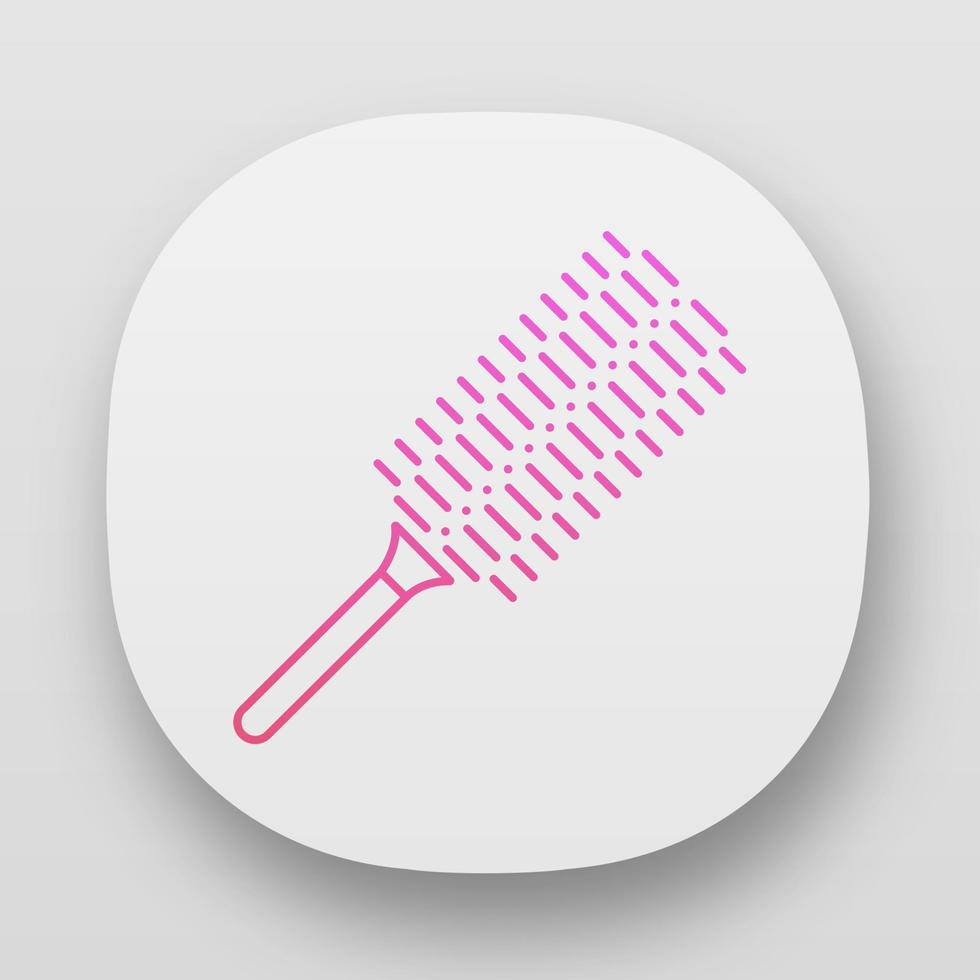 icono de la aplicación de peine. cepillo redondo para hacer peinados con volumen. Cepillo para peinar con calor. peinado de mujer. herramienta de peluquería. interfaz de usuario ui ux. aplicaciones web o móviles. Ilustraciones de vectores aislados