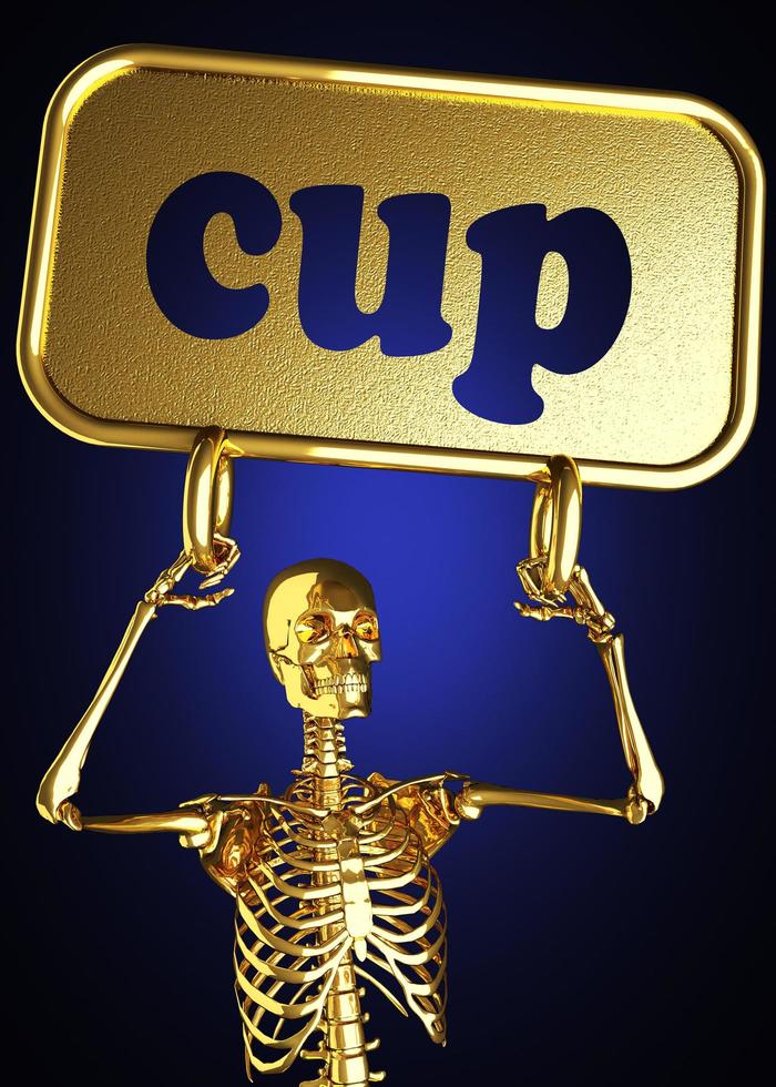 cup word and golden skeleton photo