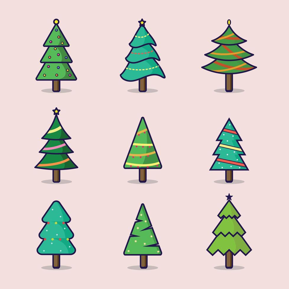 christmas tree set vector