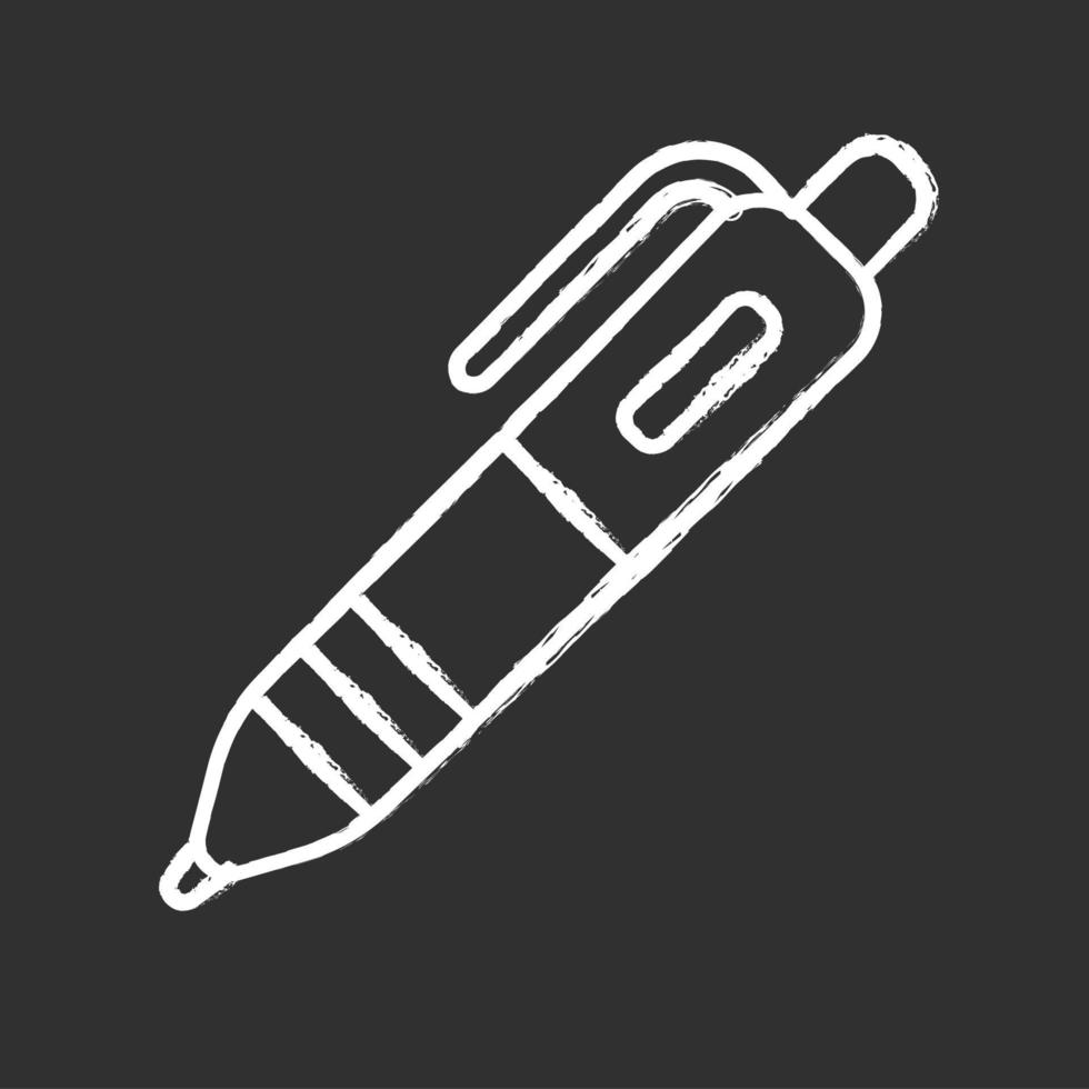 icono de tiza de bolígrafo automático. herramienta de escritura ilustración de pizarra vectorial aislada. tienda de artículos de papelería, logotipo de la tienda de útiles escolares. instrumento de firma de documentos. oficina, atributo educativo vector