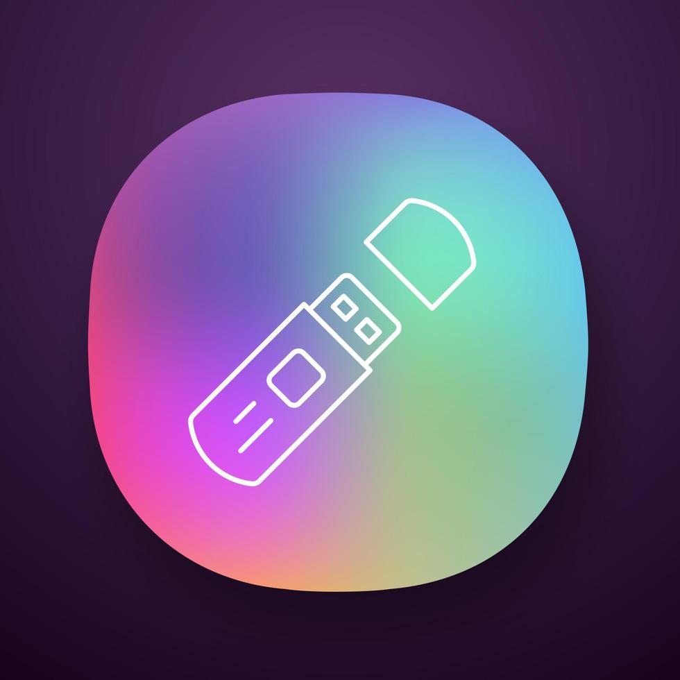 unidad flash USB, icono de la aplicación de almacenamiento de datos externos. interfaz de usuario ui ux. aplicación web o móvil. ilustración aislada de vector de dispositivo electrónico portátil. tecnología informática inalámbrica, accesorio de pc