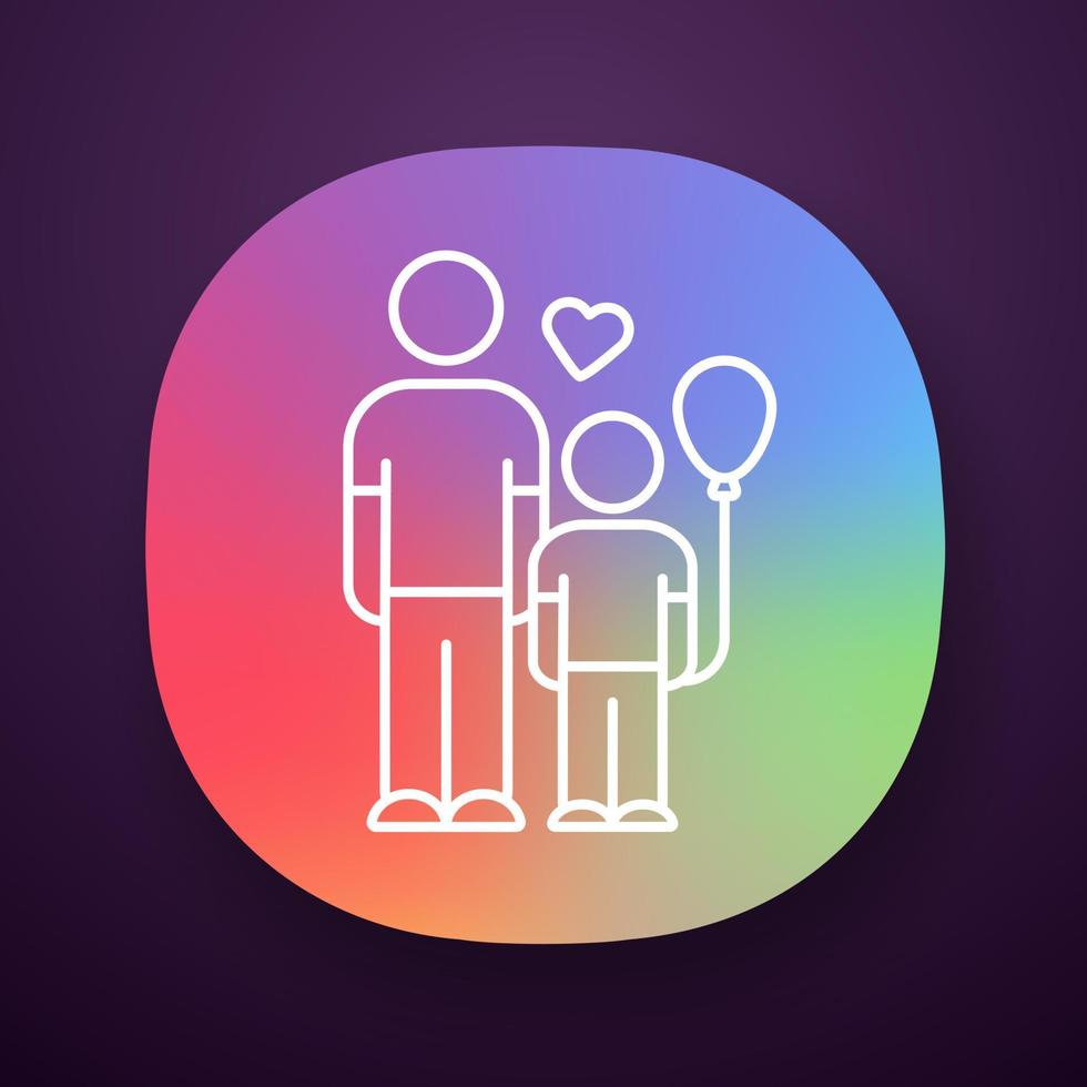 Orphans help app icon. Child adoption. Volunteering support program for motherless kids. Family type children home. UI UX user interface. Web or mobile application. Vector isolated illustration