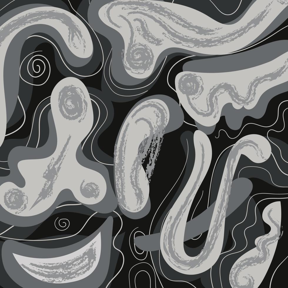 Abstract Grey Doodle Fluid Shape Background vector