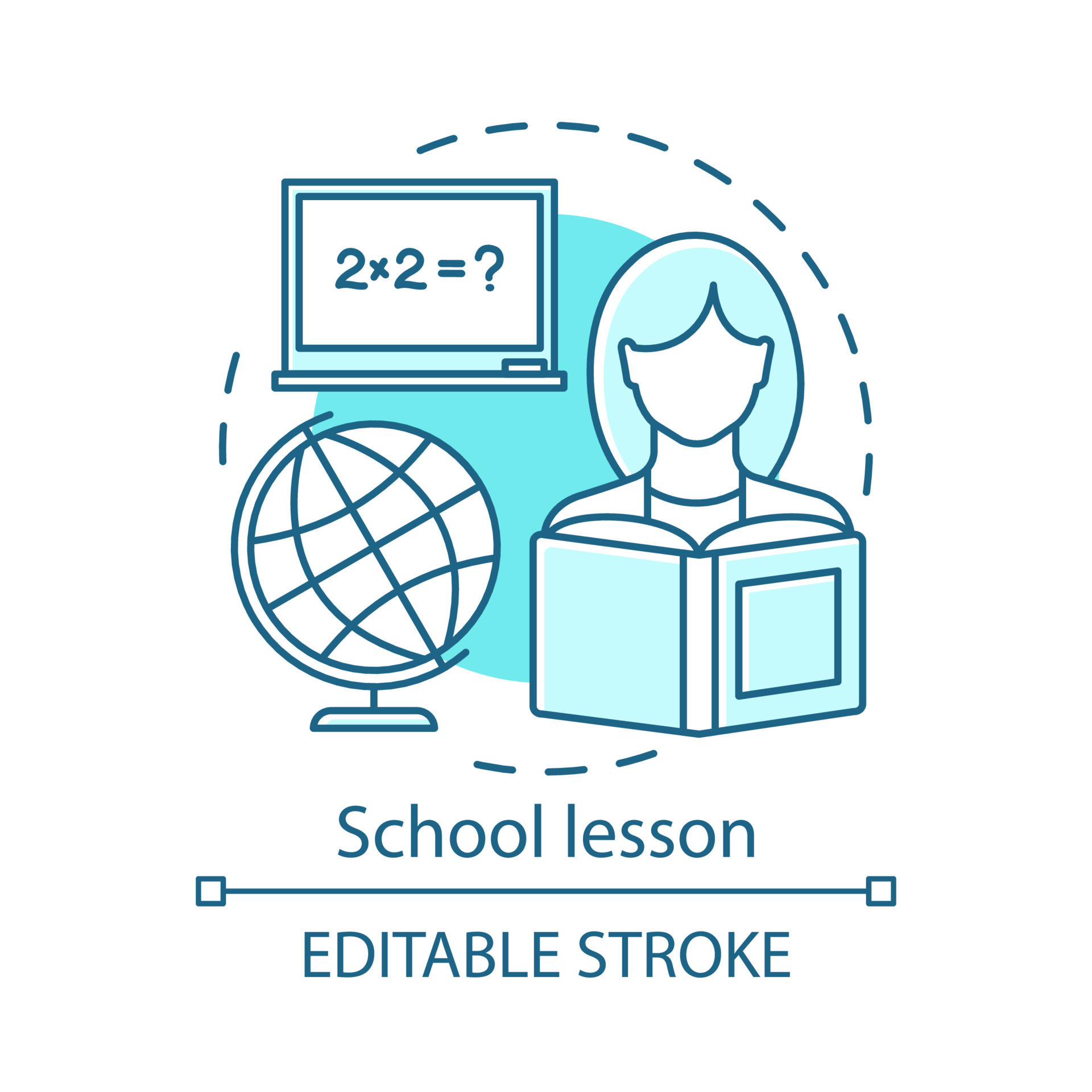 School lesson, math subject concept icon. Knowledge gaining idea thin ...