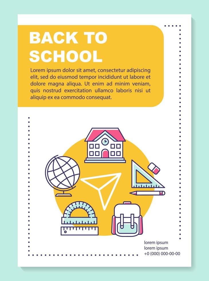 School knowledge brochure template layout. Pupils life. Flyer, booklet, leaflet print design with linear illustrations. Vector page layouts for magazines, annual reports, advertising posters..