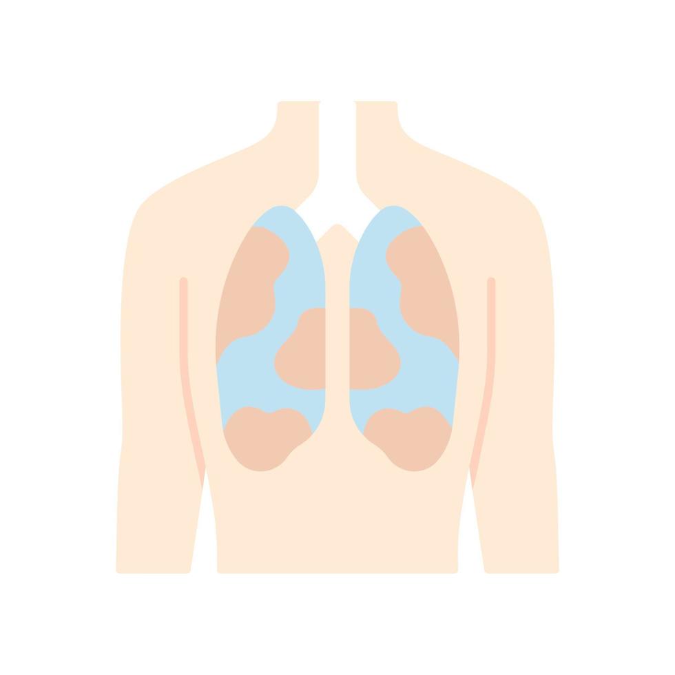 Ill lungs flat design long shadow color icon. Sore human organ. Tuberculosis, cancer. Unhealthy pulmonary system. Sick internal body part. Respiratory health. Vector silhouette illustration