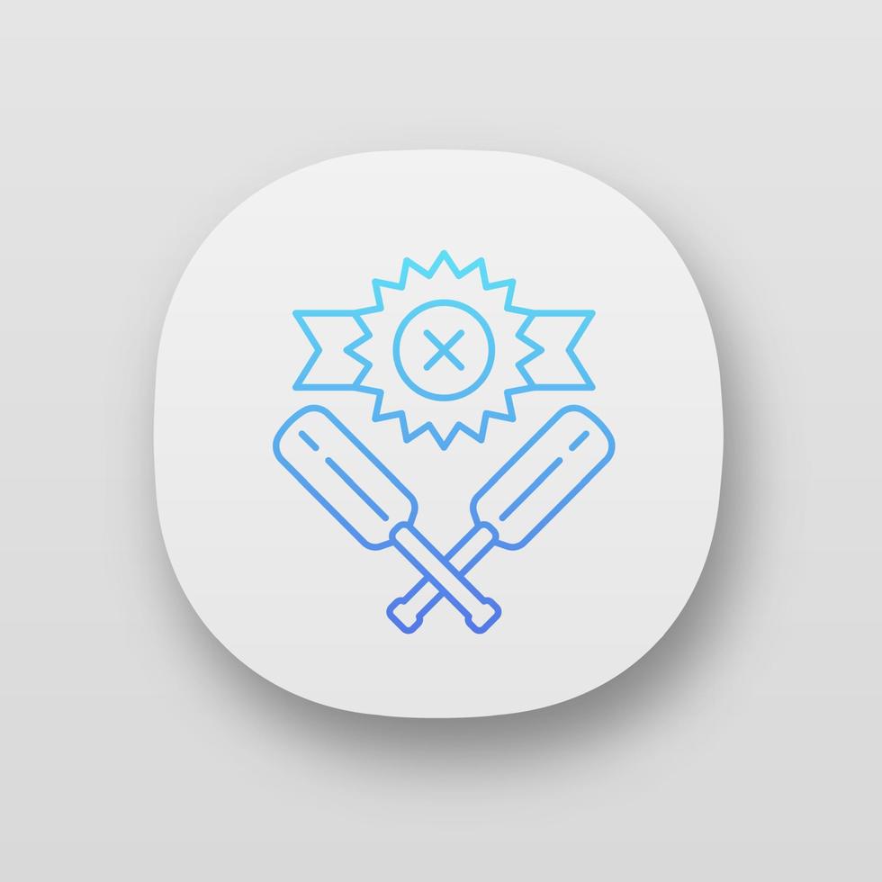 icono de la aplicación de derrota de cricket. resultado total del juego. pérdida del campeonato. marca de perdedor, murciélagos. juego terminado. Batalla por equipos terminada. interfaz de usuario ui ux. aplicaciones web o móviles. Ilustraciones de vectores aislados