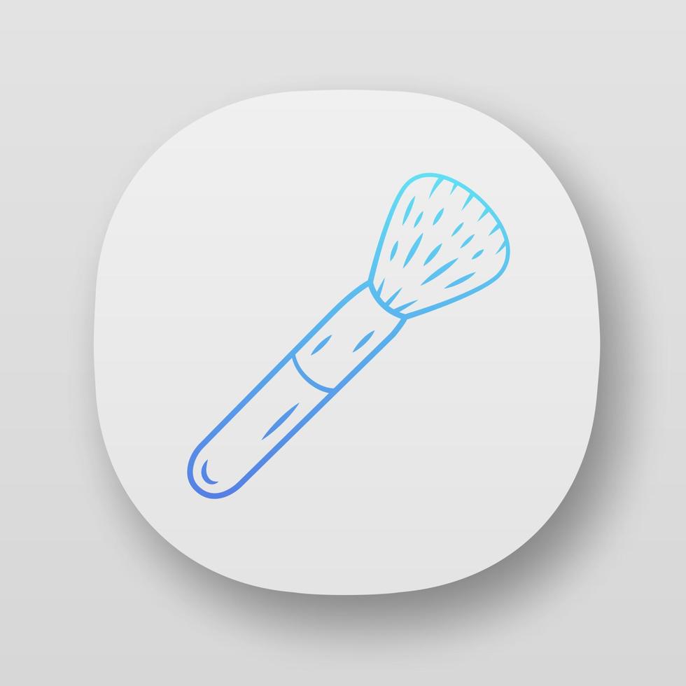 cepillo de polvo, icono de la aplicación de equipo cosmético. interfaz de usuario ui ux. aplicación web o móvil. ilustración aislada de vector de herramienta de artista de maquillaje profesional. accesorio de salón de belleza, borla de base