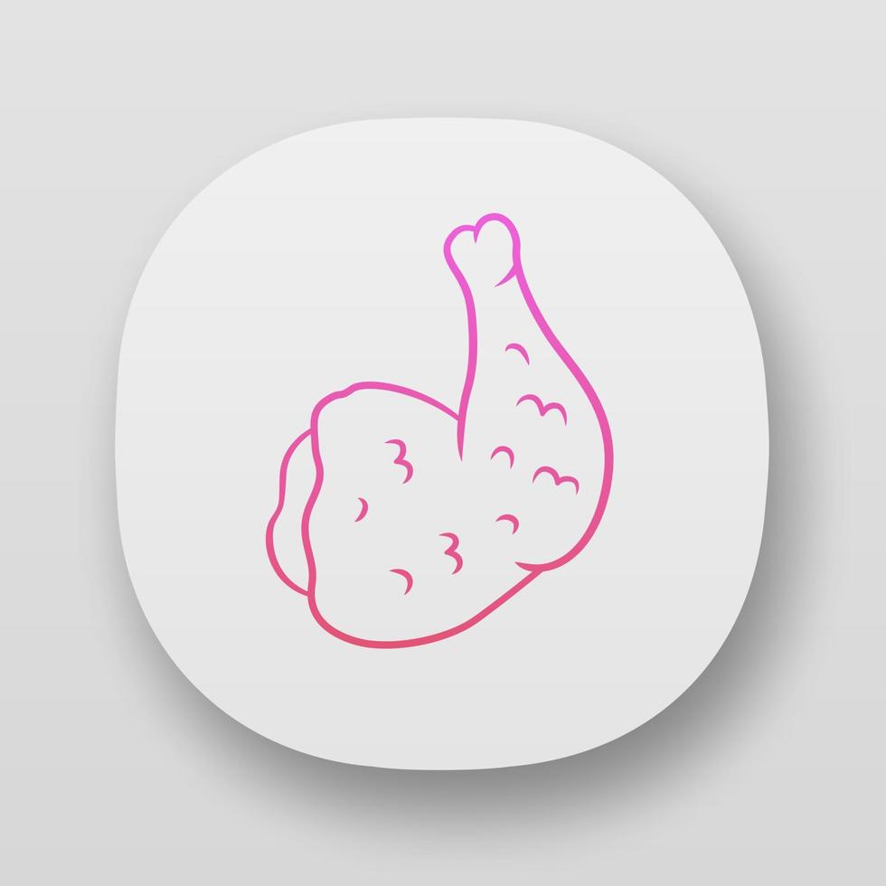 icono de la aplicación de jamón de pollo. carne de carnicero. producción y venta de carne. fuente de proteína negocio de carnicería. interfaz de usuario ui ux. aplicaciones web o móviles. Ilustraciones de vectores aislados