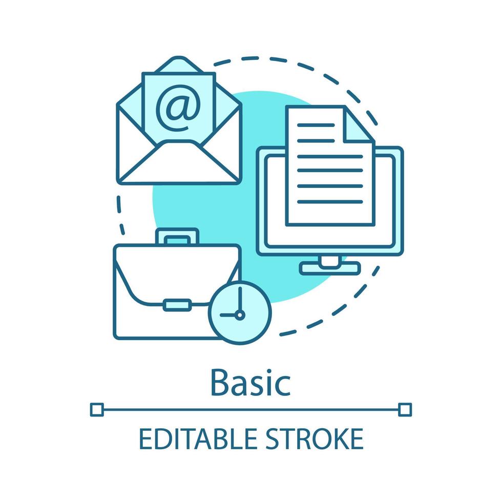 Basic concept icon. Email marketing subscription tariff idea thin line illustration. Newsletter messages. Advertising service. Vector isolated outline drawing. Customer database. Editable stroke