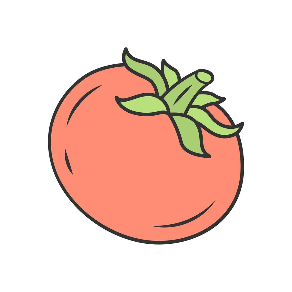 icono de color de tomate. ingrediente de ensalada. planta de agricultura. alimentos orgánicos. comida vegana y vegetariana. nutrición saludable. dieta. vitamina. granja de hortalizas. ingrediente de salsa de tomate. ilustración vectorial aislada vector