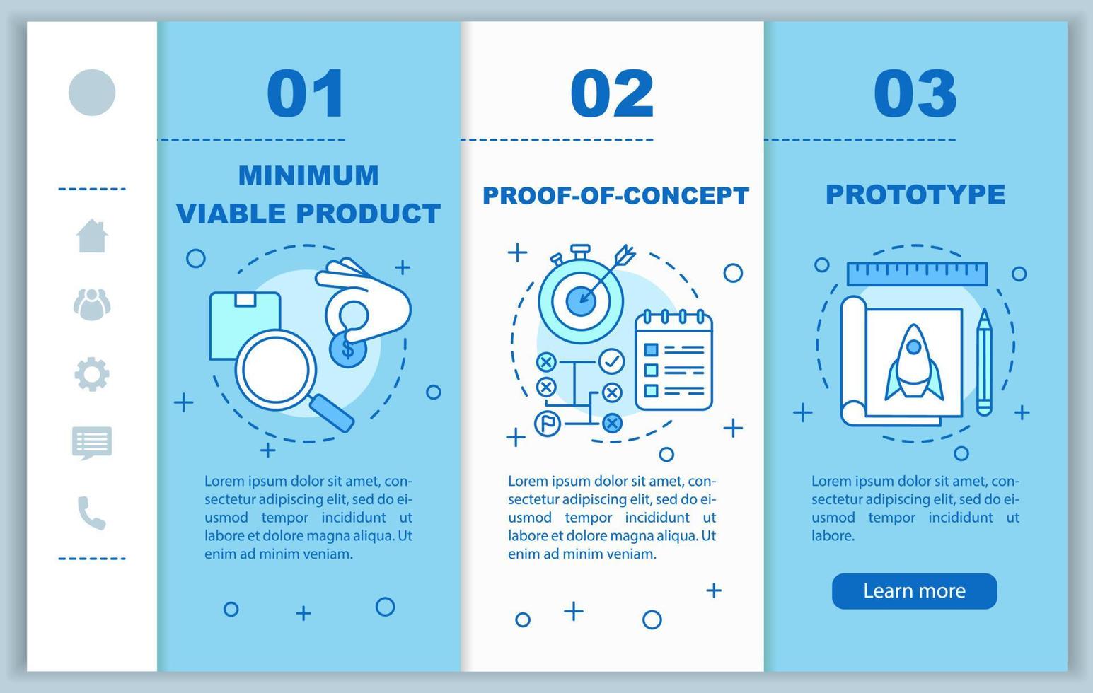Startup testing onboarding mobile web pages vector template. Product test. Responsive smartphone website interface idea with linear illustrations. Webpage walkthrough step screens. Color concept