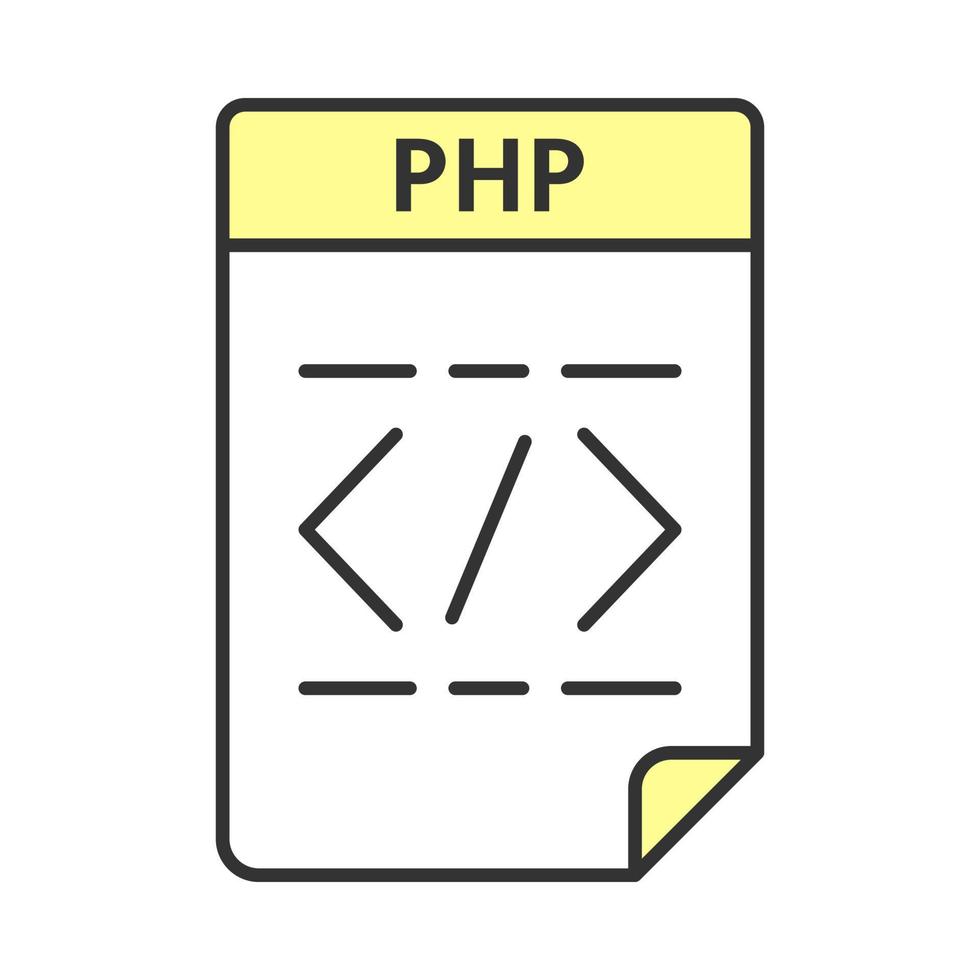 PHP file color icon. Source code file. Hypertext preprocessor. Isolated vector illustration