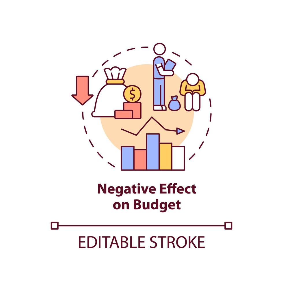 Negative effect on budget concept icon. Legalizing unauthorized immigrants issues abstract idea thin line illustration. Isolated outline drawing. Editable stroke. Arial, Myriad Pro-Bold fonts used vector