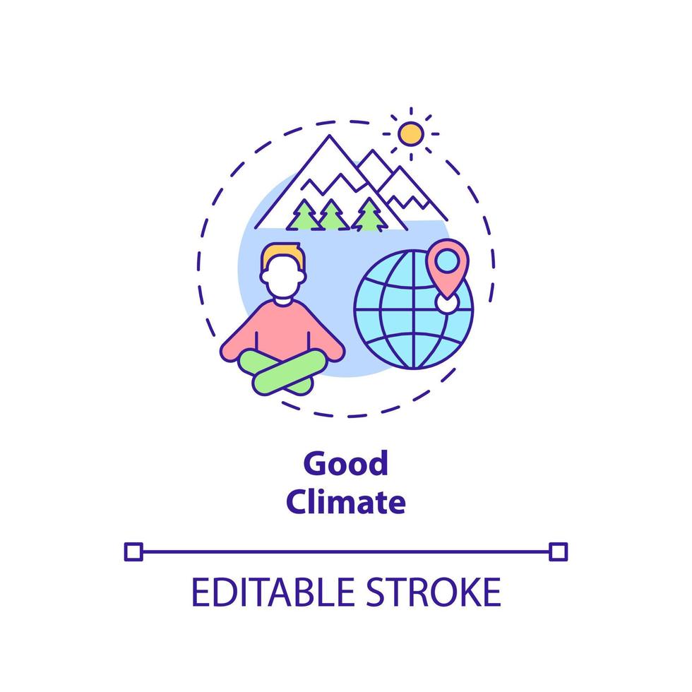 Good climate concept icon. Nature and ecology. Pull factor for migration abstract idea thin line illustration. Isolated outline drawing. Editable stroke. Arial, Myriad Pro-Bold fonts used vector