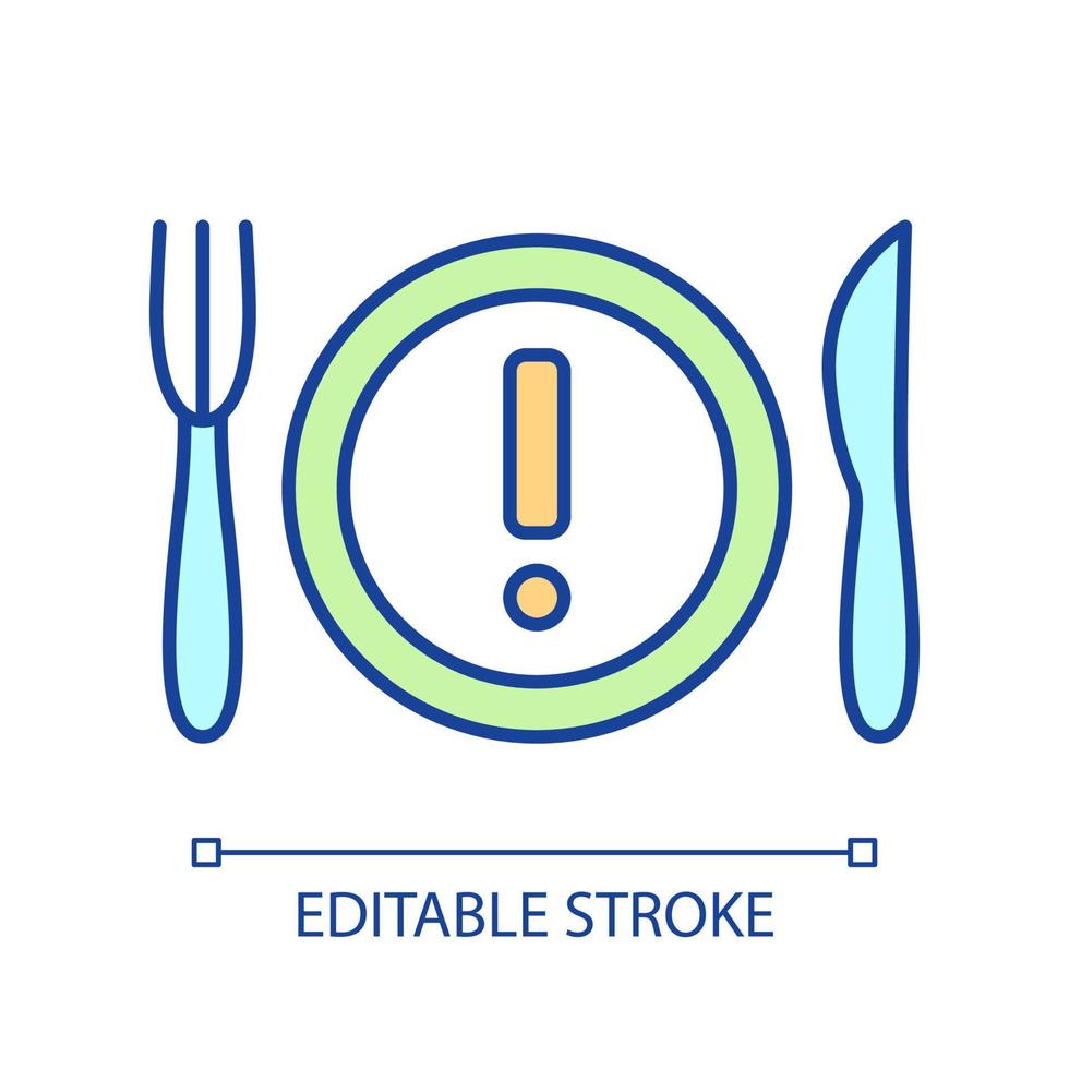 Mindful eating RGB color icon. Changing eating habits. Paying attention to diet. Proper eating choices. Isolated vector illustration. Simple filled line drawing. Editable stroke. Arial font used