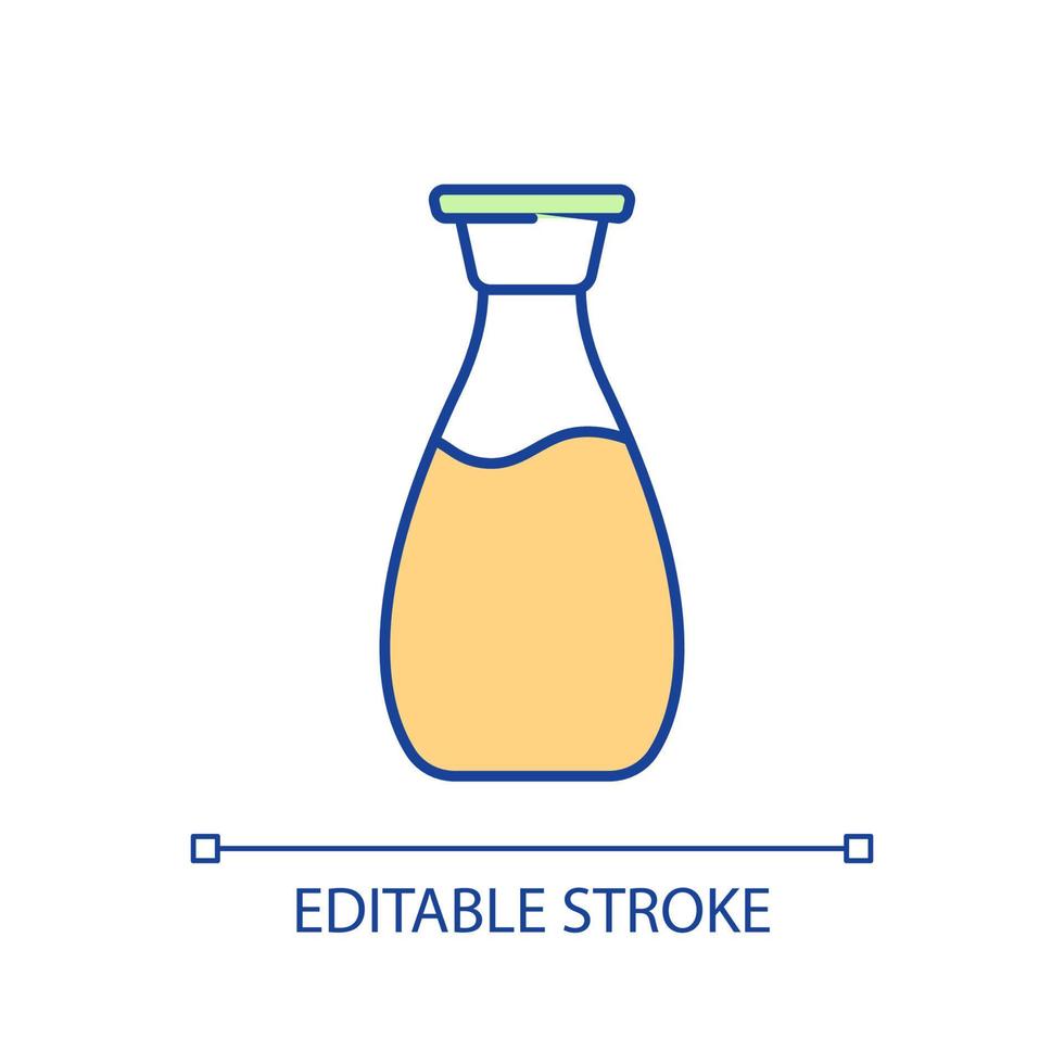 Healthy juice recipe RGB color icon. Nutritious fruit and vegetable beverage. Fat burning detox drink. Isolated vector illustration. Simple filled line drawing. Editable stroke. Arial font used