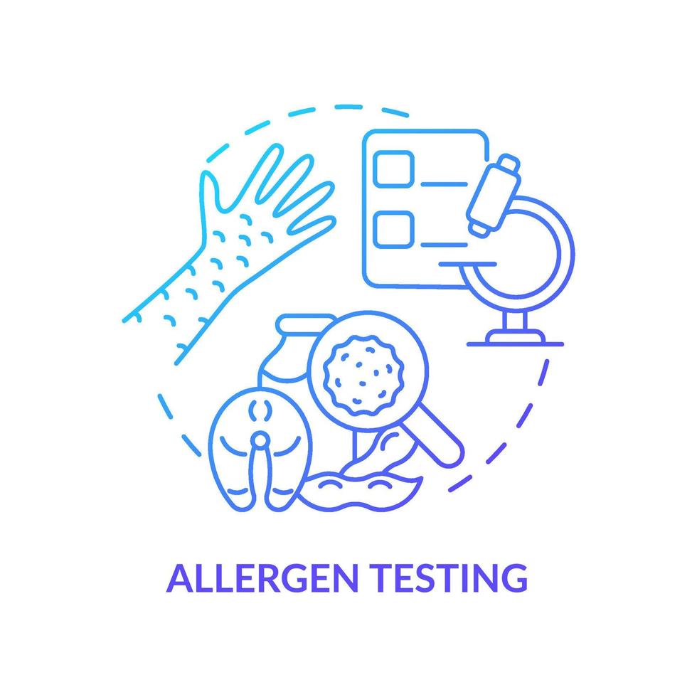 Allergen testing blue gradient concept icon. Analysis service abstract idea thin line illustration. Allergy-causing substance evaluating. Isolated outline drawing. Myriad Pro-Bold font used vector