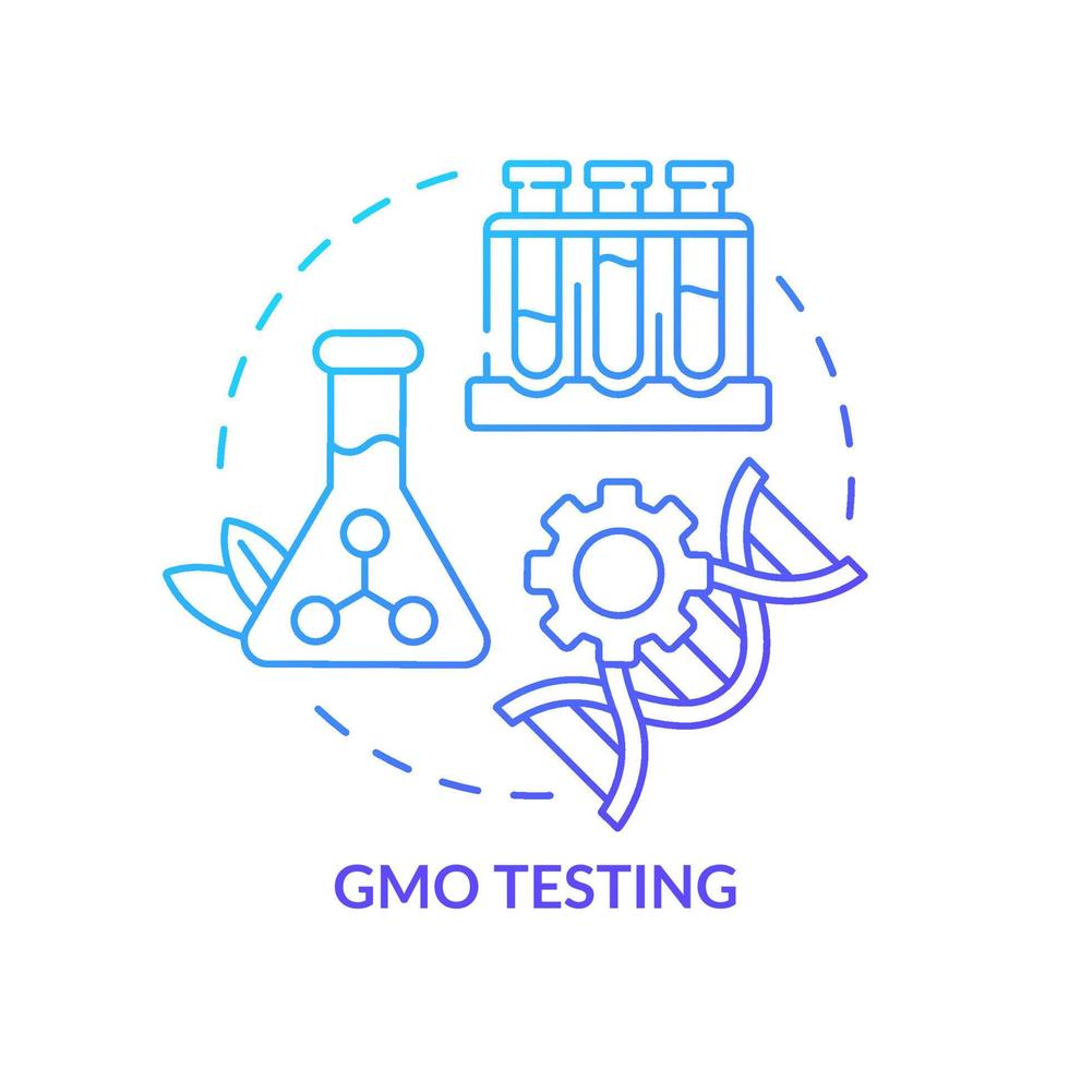 GMO testing blue gradient concept icon. Food testing service abstract idea thin line illustration. Quality control and assessment. Isolated outline drawing. Myriad Pro-Bold font used vector
