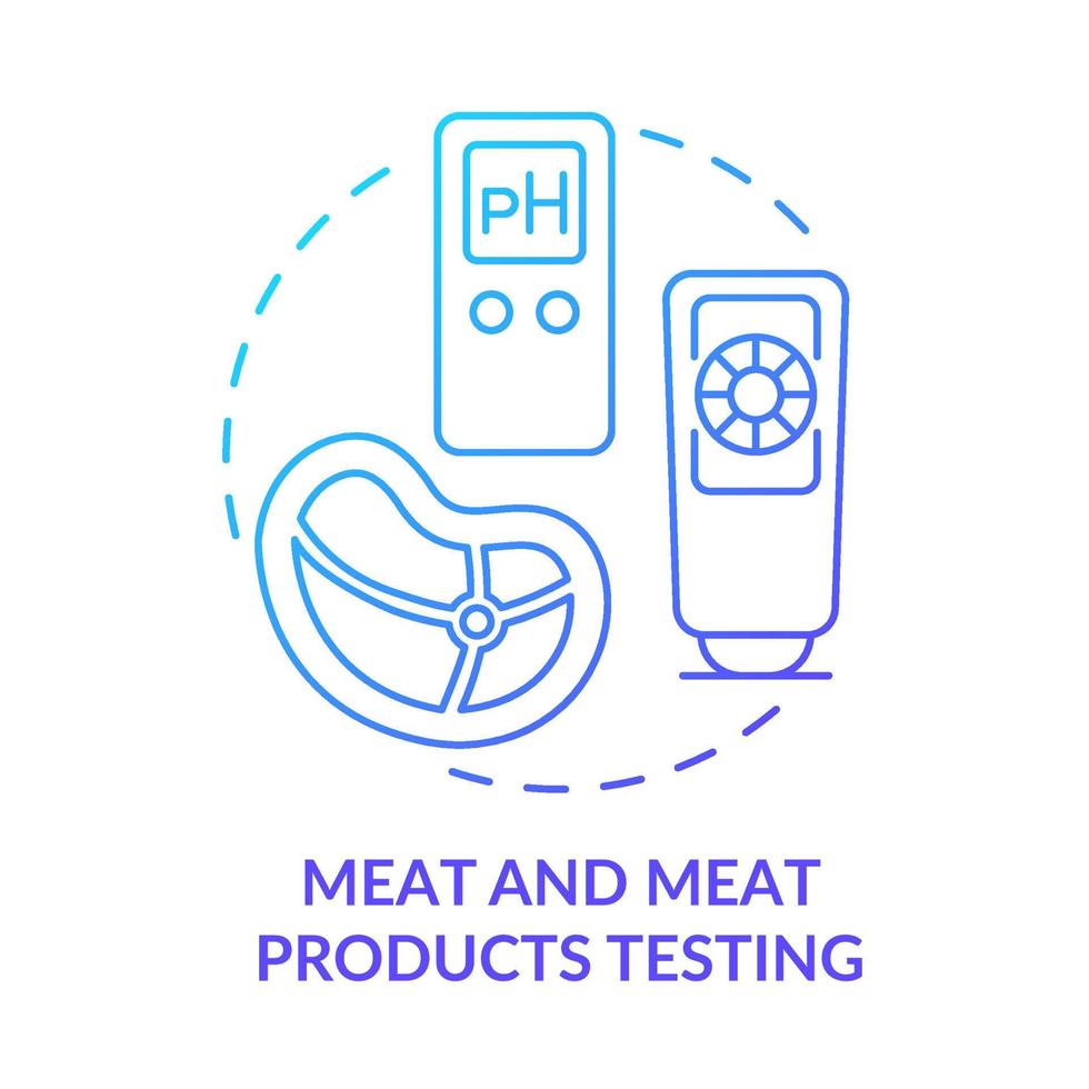 Meat and meat products testing blue gradient concept icon. Evaluate food production abstract idea thin line illustration. Determine quality. Isolated outline drawing. Myriad Pro-Bold font used vector