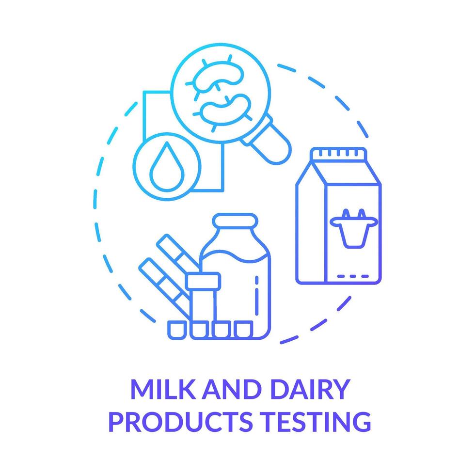 Milk and dairy products testing blue gradient concept icon. Lab analysis abstract idea thin line illustration. Flavour and color quality. Isolated outline drawing. Myriad Pro-Bold font used vector