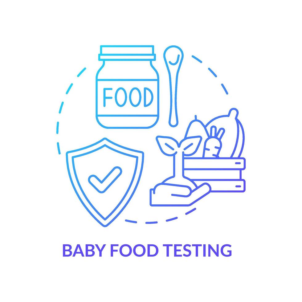 Baby food testing blue gradient concept icon. Expertise in food market abstract idea thin line illustration. Detecting heavy metals. Isolated outline drawing. Myriad Pro-Bold font used vector