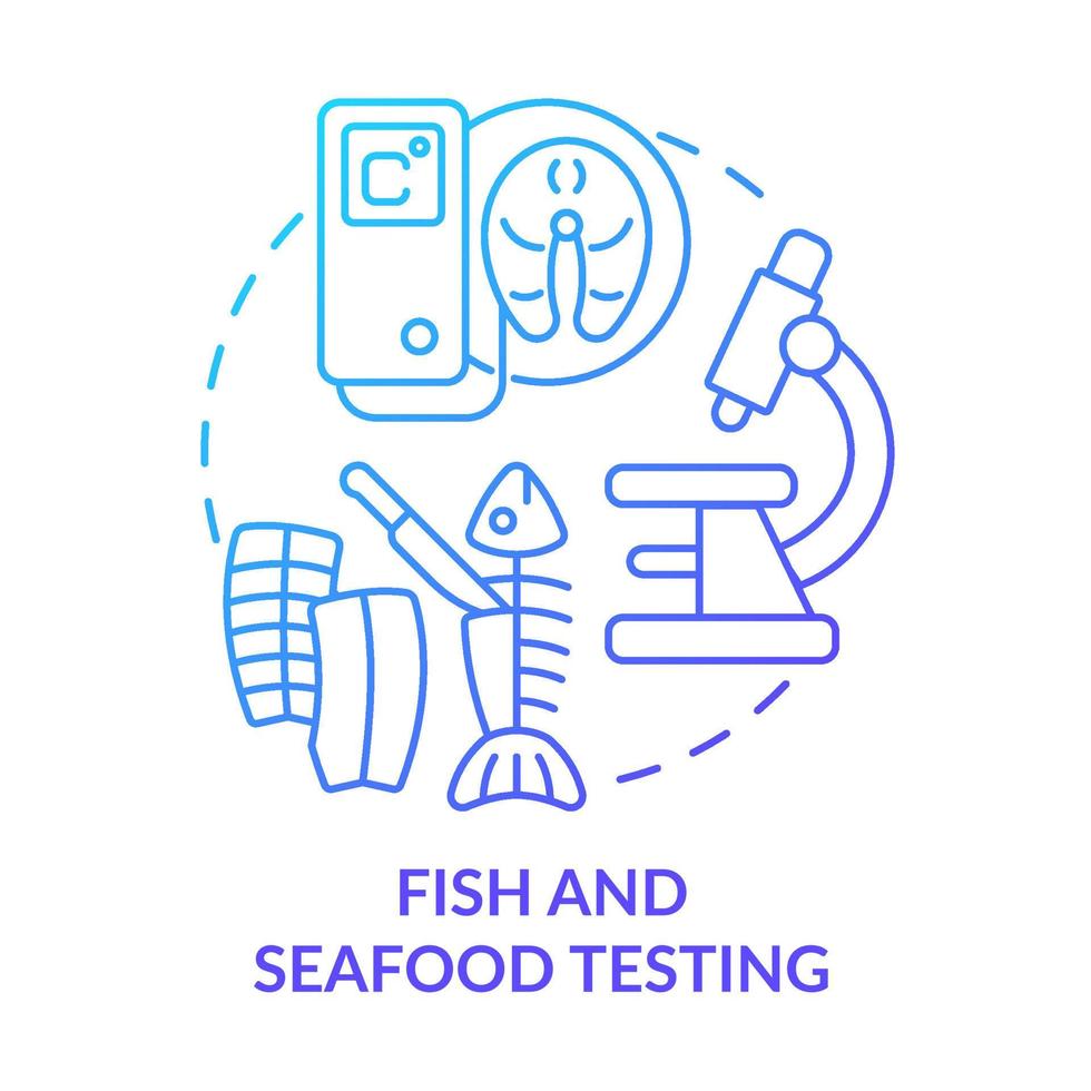 icono de concepto de gradiente azul de prueba de pescado y marisco. experiencia en el mercado de alimentos idea abstracta ilustración de línea delgada. programa de inspección. dibujo de contorno aislado. innumerables fuentes pro-bold utilizadas vector