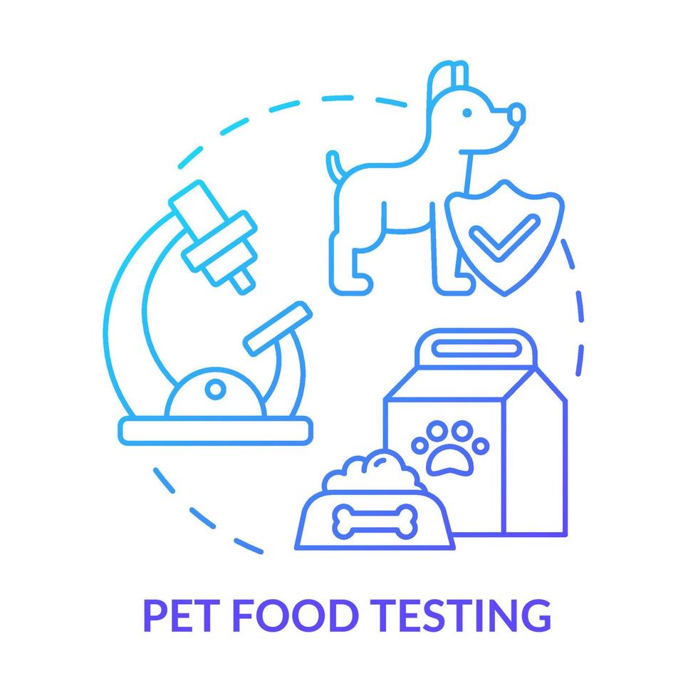 Pet food testing blue gradient concept icon. Expertise in food market abstract idea thin line illustration. Pathogen test. Nutritional analysis. Isolated outline drawing. Myriad Pro-Bold font used vector