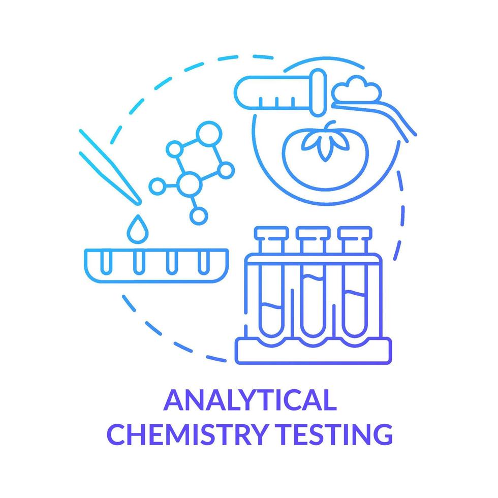 Analytical chemistry testing blue gradient concept icon. Food test procedure abstract idea thin line illustration. Chemical analysis. Isolated outline drawing. Myriad Pro-Bold font used vector