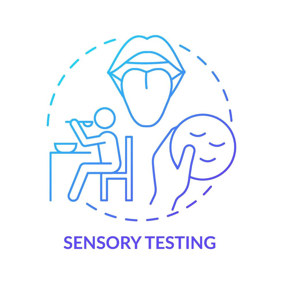 icono de concepto de gradiente azul de prueba sensorial. evaluación de muestras de alimentos idea abstracta ilustración de línea delgada. Prueba de apariencia y olor. dibujo de contorno aislado. innumerables fuentes pro-bold utilizadas vector