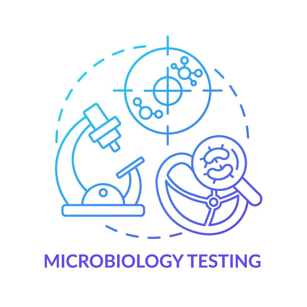 Microbiology testing blue gradient concept icon. Food samples evaluation abstract idea thin line illustration. Detecting foodborne germs. Isolated outline drawing. Myriad Pro-Bold font used vector