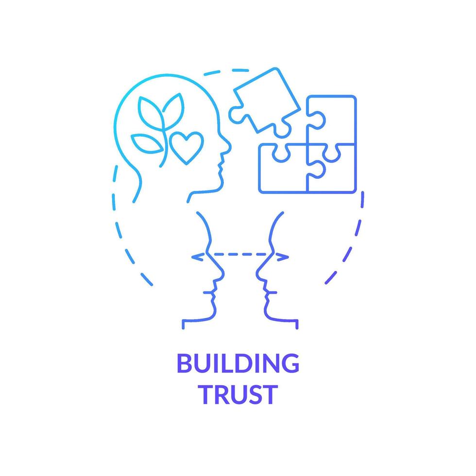 Building trust blue gradient concept icon. Communication with candidates and employees. HR skills abstract idea thin line illustration. Isolated outline drawing. Myriad Pro-Bold font used vector