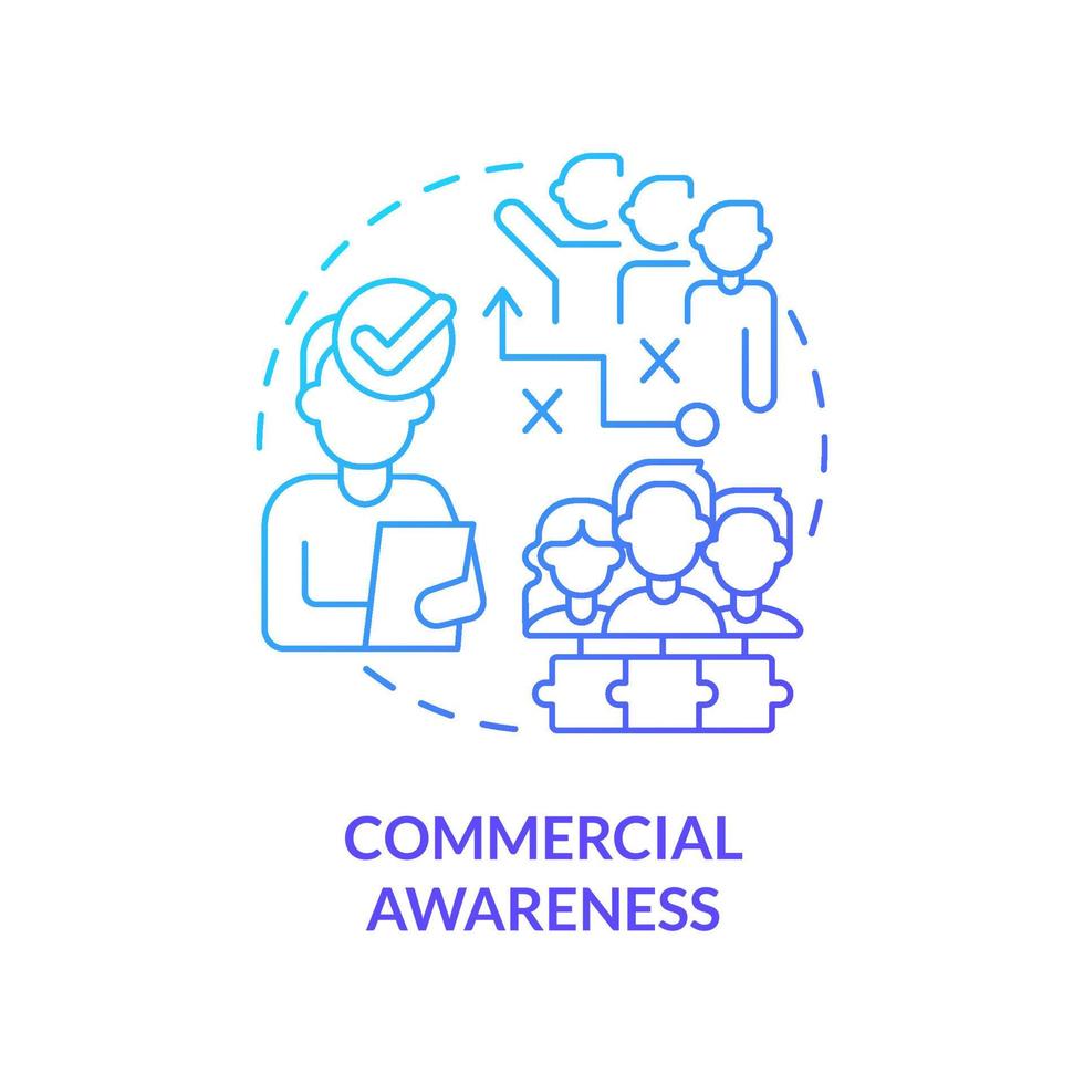 Commercial awareness blue gradient concept icon. Company business processes. HR manager skills abstract idea thin line illustration. Isolated outline drawing. Myriad Pro-Bold font used vector
