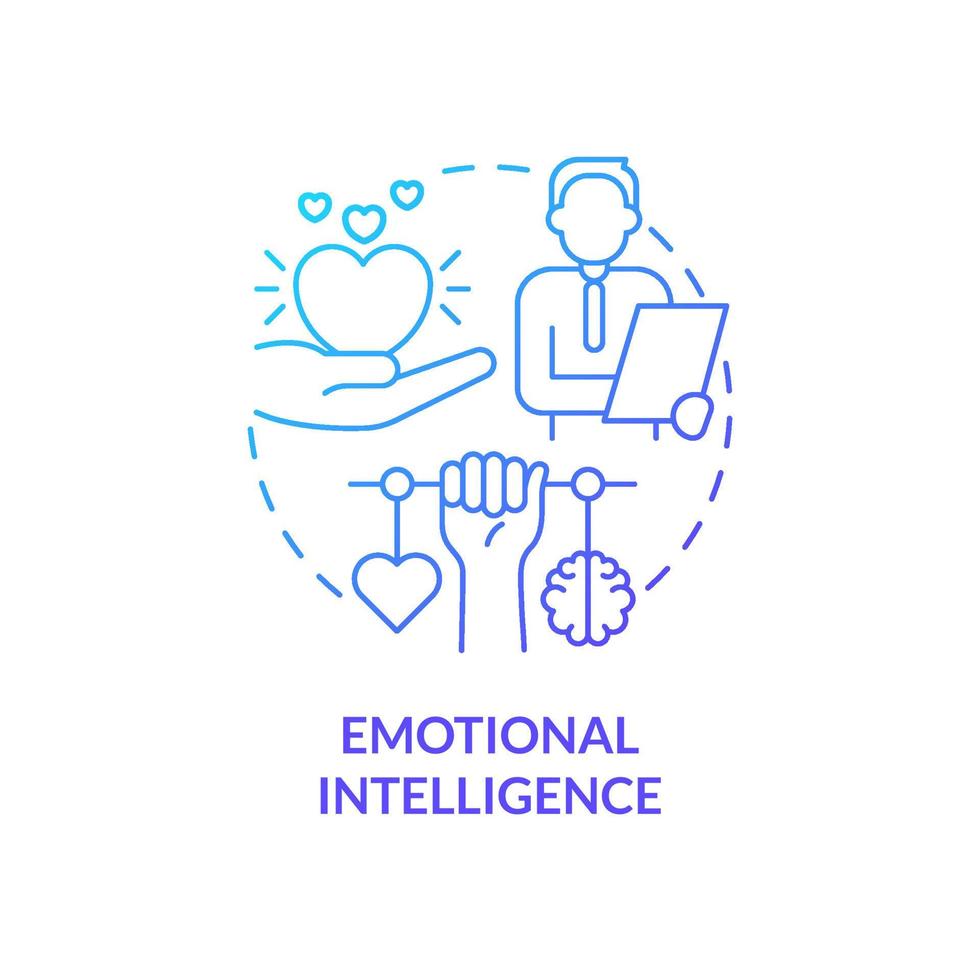 Emotional intelligence blue gradient concept icon. Communicate effectively at work. HR skills abstract idea thin line illustration. Isolated outline drawing. Myriad Pro-Bold font used vector
