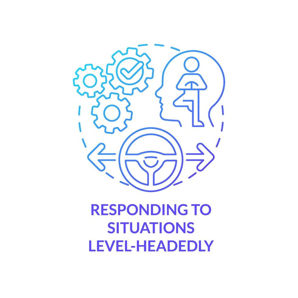 Responding to situations level-headedly blue gradient concept icon. Crisis management. HR skills abstract idea thin line illustration. Isolated outline drawing. Myriad Pro-Bold font used vector