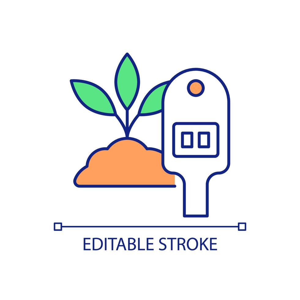Soil nitrate control RGB color icon. Environmental friendly farming industry. Safe fertilizers for planting. Isolated vector illustration. Simple filled line drawing. Editable stroke. Arial font used