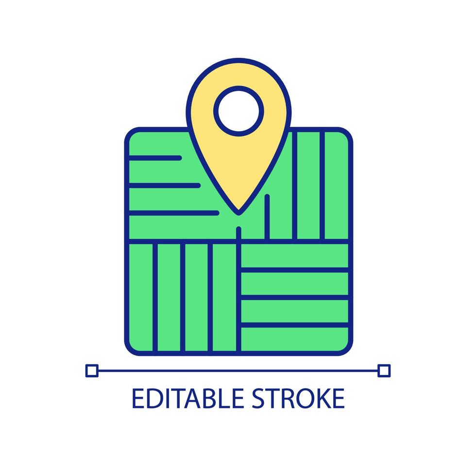 Aerial imaging of agricultural fields RGB color icon. Video from drones in farming. Technology and industry. Isolated vector illustration. Simple filled line drawing. Editable stroke. Arial font used