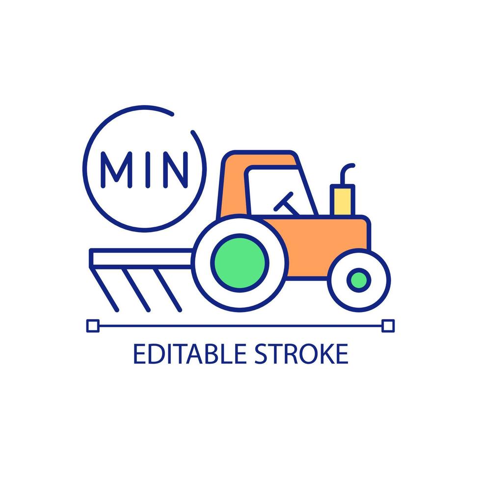 Minimizing mechanical soil processing RGB color icon. Ecological friendly agriculture. Farming trends. Isolated vector illustration. Simple filled line drawing. Editable stroke. Arial font used